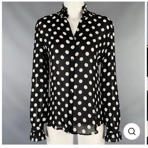 L'AGENCE Black and White Polka Dot Blouse